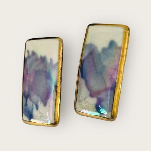 Painted porcelain earrings - Picture 3 of 4